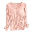 thumbnail image 1 of Built In Bra T Shirt For Womens Padded Long Sleeve Tops Active Blouses Soft Pajama Casual Shirts For Workout, 1 of 5
