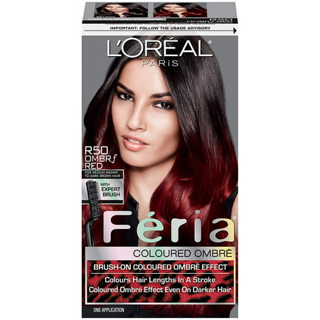 Feria Brush-on Ombre Effect Hair Color, R50 Ombre Red (Packaging May Vary), Vibrant colored ombre effect even on dark bases By LOreal