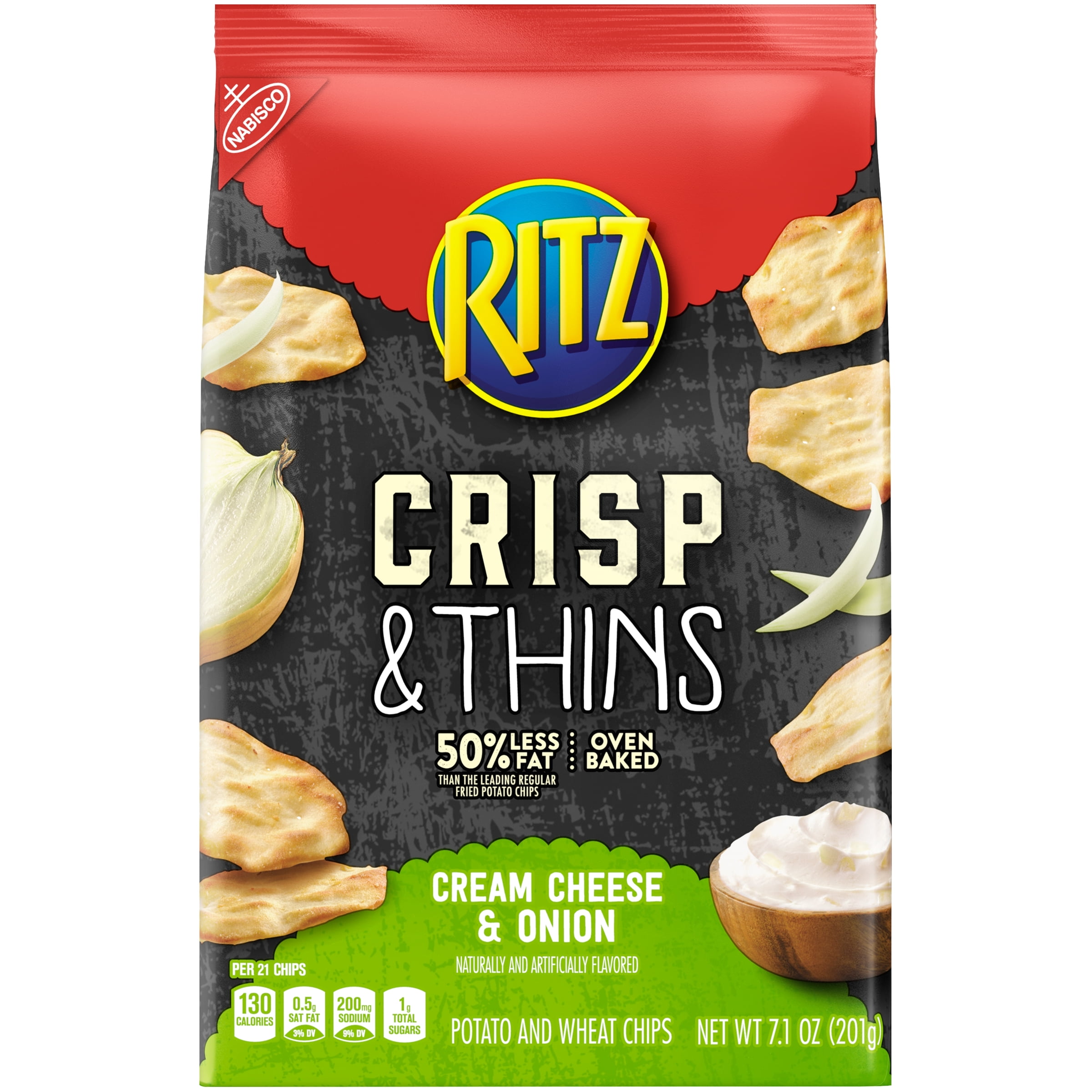 RITZ Crisp and Thins Cream Cheese and Onion Chips, 7.1 oz