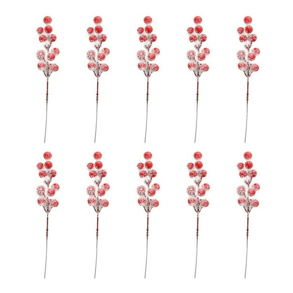 Pekkaxy Snowflake and Berry Skewer Picks, Christmas Tree Decorative Stems Pack of 10