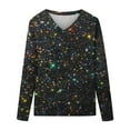thumbnail image 4 of Sequin Tops for Women Glitter Boho Printed Long Sleeve V-Neck Pullover Tee Shirts Casual Relaxed Fit Workout Casual Blouses, 4 of 4