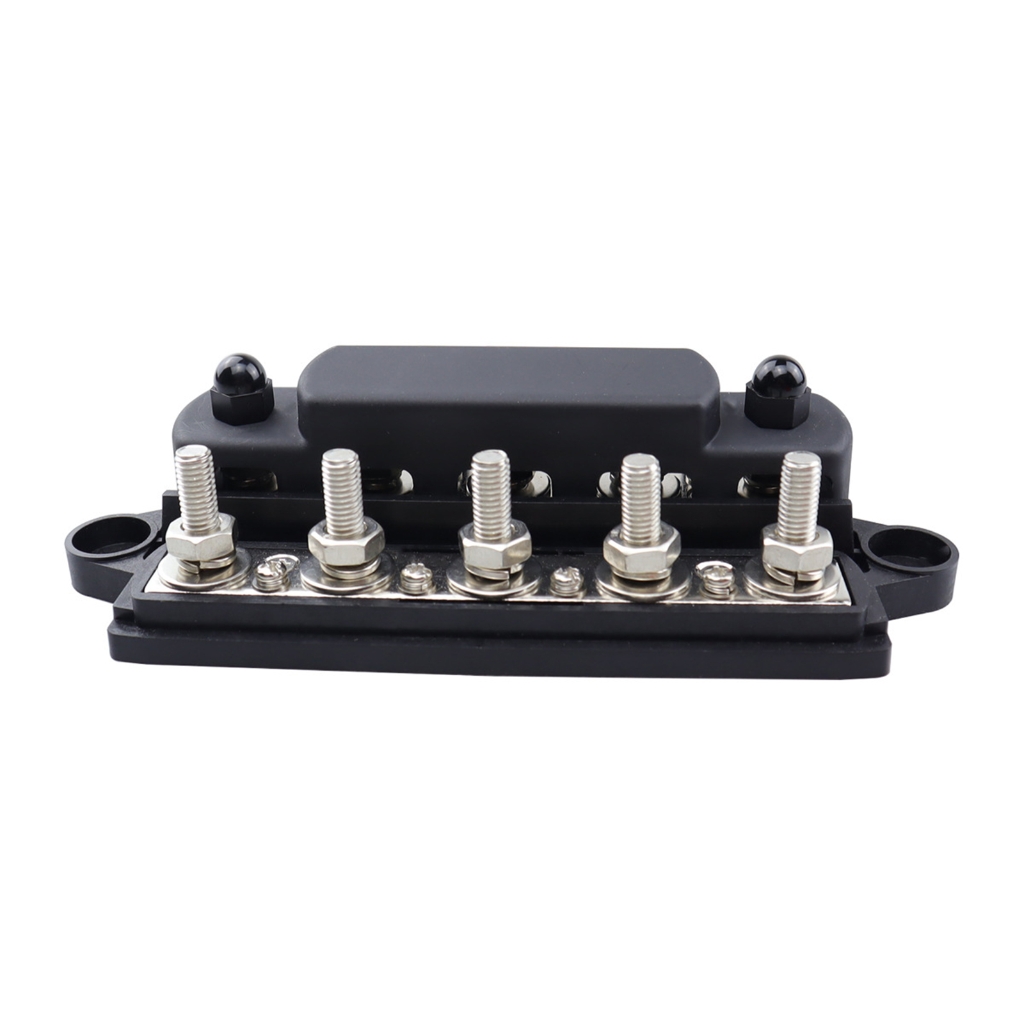 Ground Power Distribution Block Battery BusBar 5 Post Wiring Insulated Busbar Terminal for Auto Car Boats Caravans