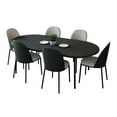 thumbnail image 2 of LeisureMod Tule 7-Piece Dining Set in Steel Frame with 6 Suede Fabric Seat Dining Chairs and 71" Oval Dining Table with MDF Tabletop, Black/Charcoal, 2 of 10