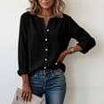 thumbnail image 6 of purcolt Womens Button Down Shirts Crewneck Long Sleeve Dressy Casual Blouses Classic Fit Business Work Office Tops, 6 of 9