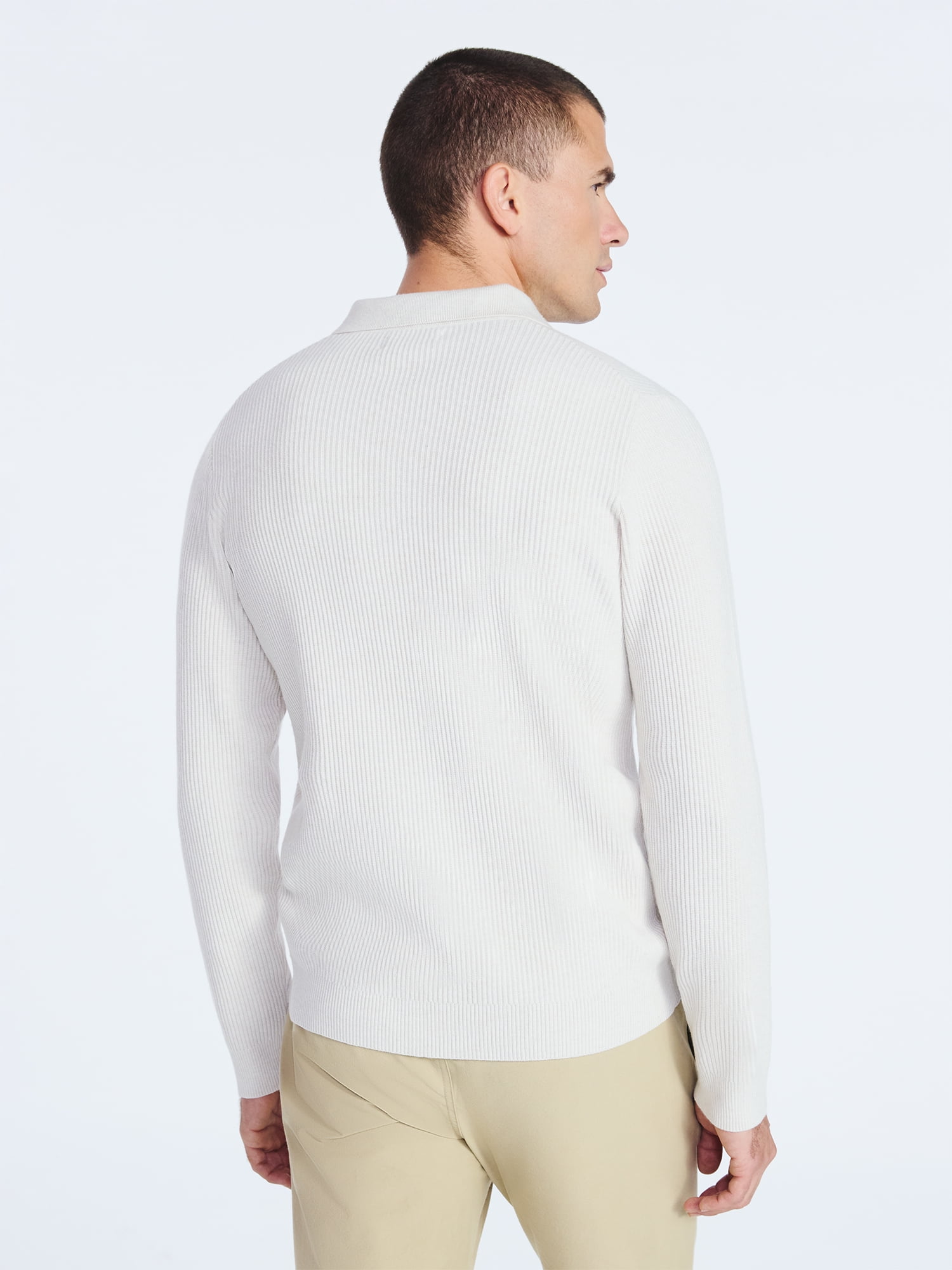 Free Assembly Men's Cozy Yarn Polo Sweater with Long Sleeves, Sizes S-3XL