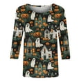 thumbnail image 4 of WXLWZYWL Halloween Shirts for Women 3/4 Sleeve Cute Blouse Funny Graphic T-Shirt Crew Neck Trendy Casual Tee Basic Tunic Tops, 4 of 4