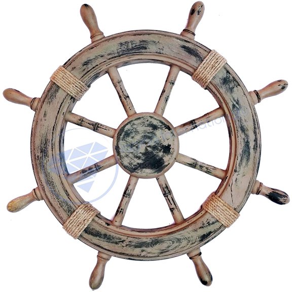 Nagina International 24" Antique Rustic Brown Nautical Ship Wheel | Luxurious Premium Nautical Decor