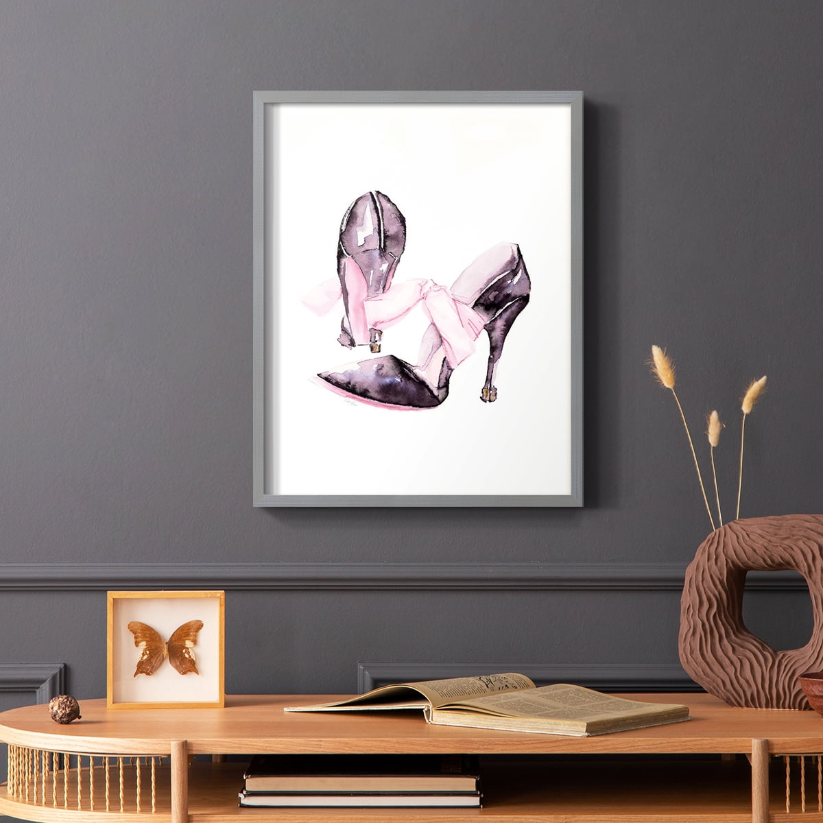 Bow Stilettoes in Paper Solid Wood 16 x 20 Framed Print