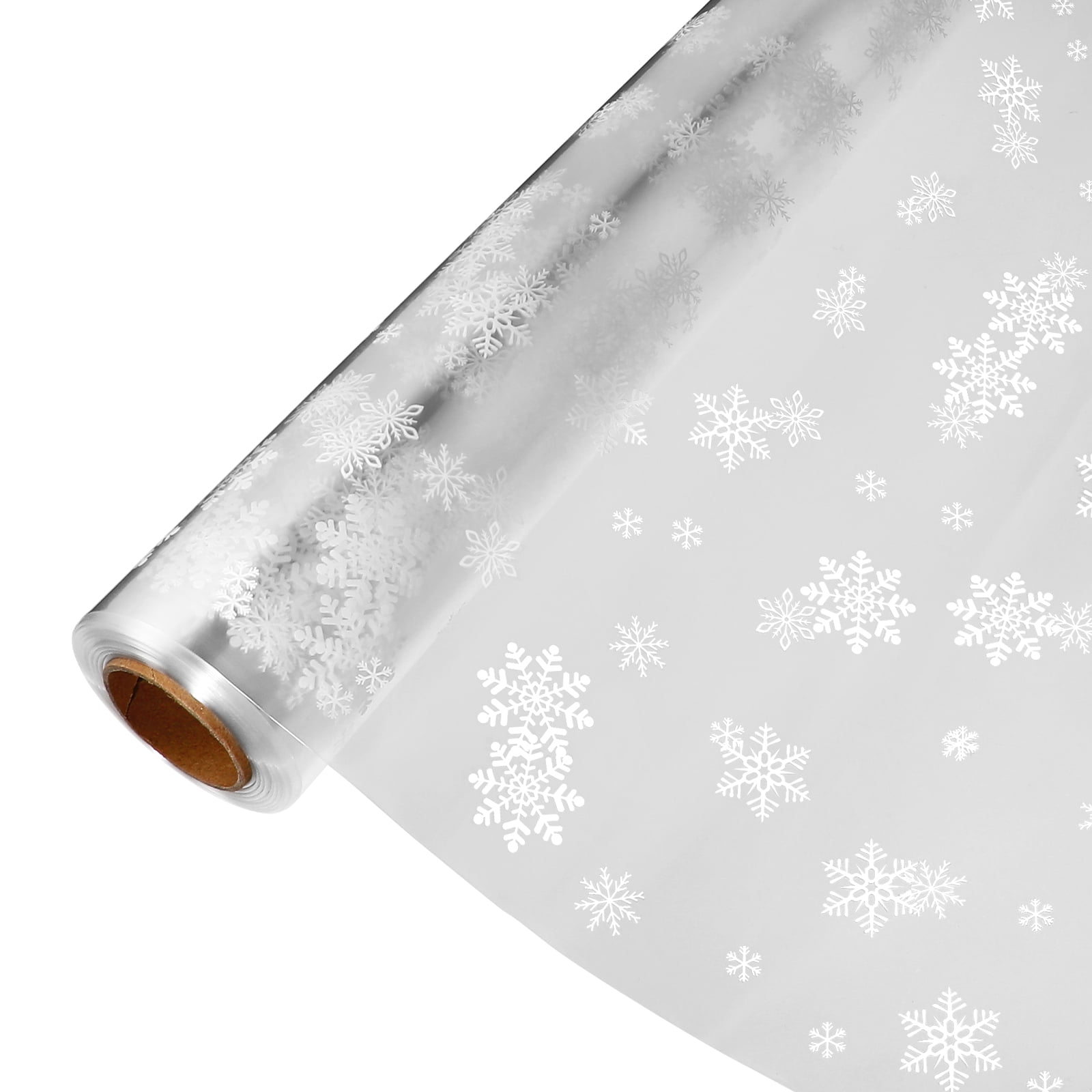 20m x 80cm CHRISTMAS CELLOPHANE clear tinted santa holly snowflake reindeer gift 