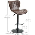 thumbnail image 3 of HOMCOM Adjustable Bar Stools Set of 2, Swivel PU Leather Bar Chairs, 3 of 10