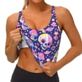 thumbnail image 4 of Lsque Skull colorful mushroom Printed Women'S Sports Bra, Compression, Moisture Wicking, High-Impact Sports Bra For Women,Supportive sports bra-Large, 4 of 9