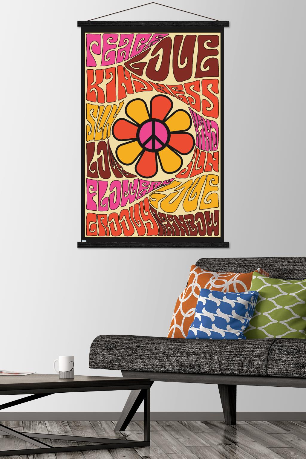 Peace, Love, and Kindness Wall Poster with Magnetic Frame, 22.375" x 34"