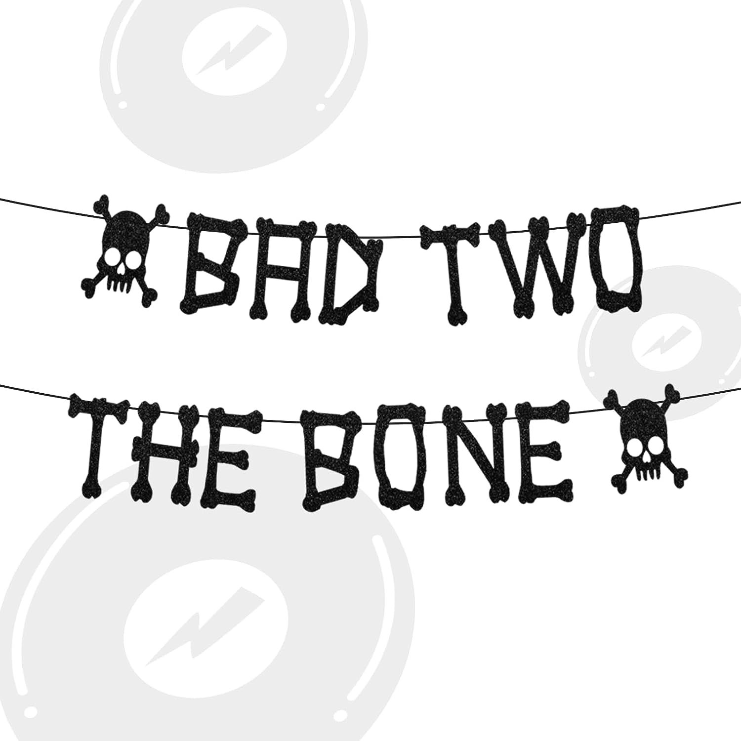 Rock n Roll 2nd Birthday Party Decorations Bad Two the Bone Black Banner Two Rocks Birthday Decor Retro Musical Birthday Banner for Music theme 90s Birthday Party Boys Girls
