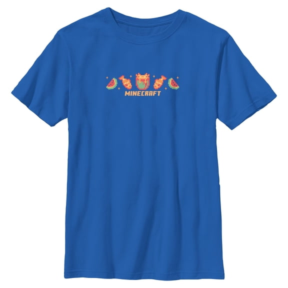 Boys Minecraft Axolotl and Food T Shirt