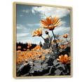 thumbnail image 2 of Designart "Yellow Grey Monochrome Sunflower landscape" Floral & Botanical Floater Framed Wall Decor, 2 of 7