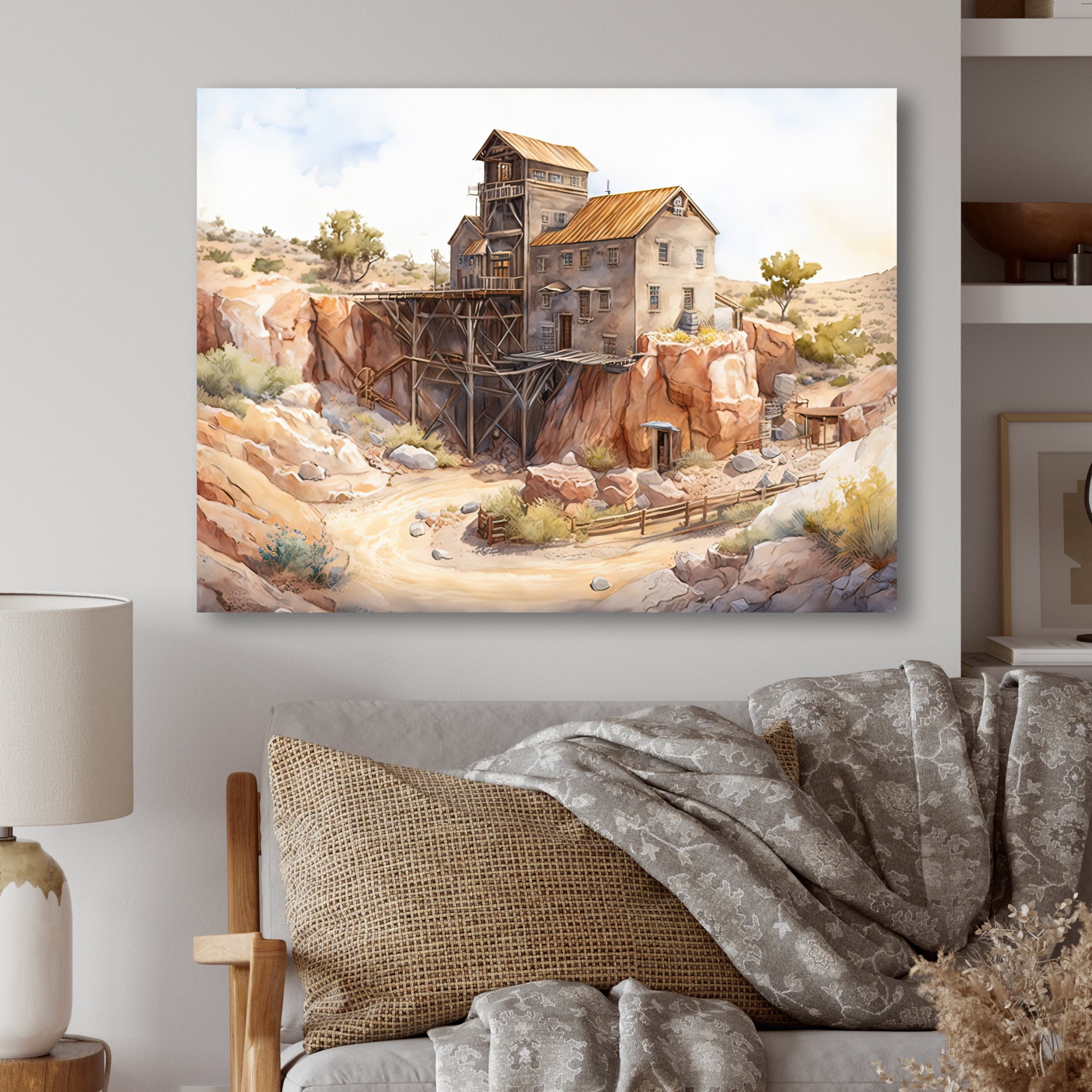 Designart Arizona Wild West Gold Mine III Canvas Wall Art