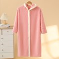 thumbnail image 2 of AINIYS Soft Fleece Bathrobe Hooded Absorbent Robe for Ages 3-10 Stylish Homewear for Daily Use and Travel Cozy Loungewear Absorbent Towel Pink Free Size, 2 of 10