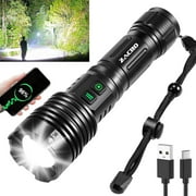 Rechargeable Flashlight High Lumens, Zacro 100000 Lumen Super Bright LED Flashlight with 6 Modes, Zoomable LED Waterproof Handheld Flashlight for Emergencies, Camping, Home