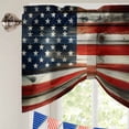 thumbnail image 5 of Independence Day Tie Up Valances Curtain, Adjustable Kitchen Retro US Flag Wood Grain Vintage Stars Valances for Windows Decor, Rod Pocket Short Curtains Set for Bedroom/Bathroom, 42"x12", 5 of 9