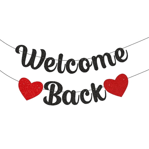 Welcome Back Banner, Black, Welcome Home, Back to School, Retirement, Banner, Hanging, Standard, Cardboard, 1 Set, 8x16 cm