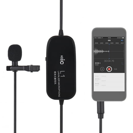 Clip-on Lavalier Omin-directional Condenser Microphone Audio/Video Recording Microphone for iPhone Huawei Smartphone for Canon Nikon Sony DSLR Camera Camcorder for Audio Recorder