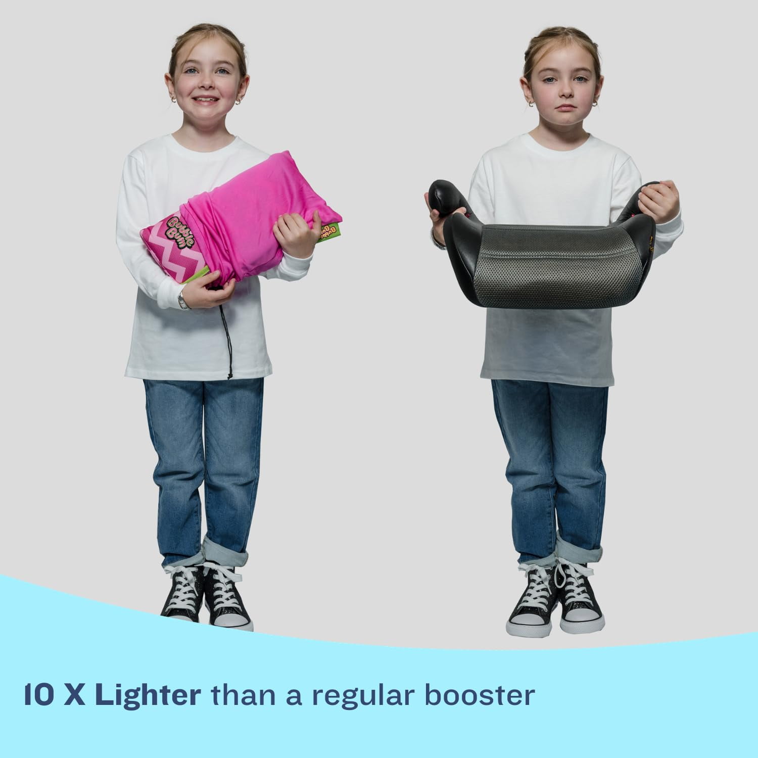 BubbleBum Booster Seats Inflatable Booster Car Seats for Kids Aged 4 to 11 Years, Pink Style