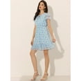 thumbnail image 3 of Vestido De Mujer Con Volantes Y Volantes Con Cuello En V Y Gasa Por Encima De La Rodilla Azul Claro S, 3 of 6