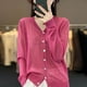 thumbnail image 1 of Cárdigan de seda de hielo con protección solar para mujer, Top de punto suelto de manga larga con cuello en V, cárdigan transparente sólido, camisa con aire acondicionado, Verano, 1 of 4