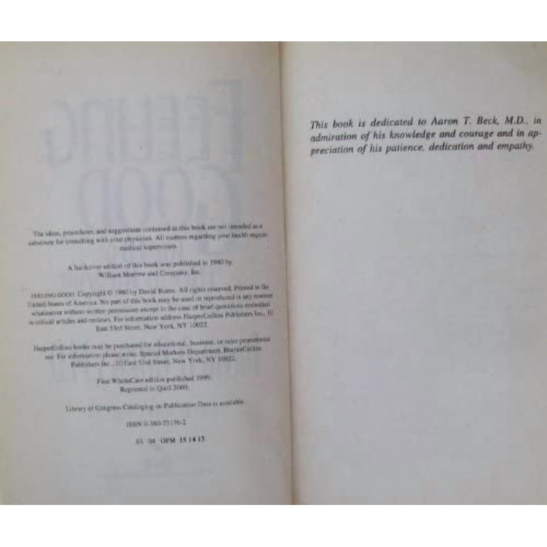 David D Burns, Feeling Good The New Mood Therapy, Paperback