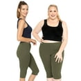 thumbnail image 2 of Stretch Is Comfort Women's Cotton Knee Length Leggings Olive Green 2X, 2 of 6