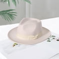 thumbnail image 3 of Felt Hat Sun Protection Windproof Non-fading Anti-shrink Comfortable Wear Breathable Bow Decoration Dome Hat Fashion Accessory, 3 of 7