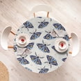 thumbnail image 4 of Ambesonne Moth Drawing Fitted Round Tablecloth, Jungle Animal Wingy, 36"- 40" Diameter, Dark Sky Blue Off White, 4 of 5