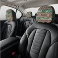 thumbnail image 7 of Renewold Car Seat Cover Full Set 11 PCS, with Steering Wheel Headrest Handbrake Gear Shift Cover Cup Holders Universal Fit Most Vehicles, American Tribal Leopard Print Brown Teal, 7 of 7