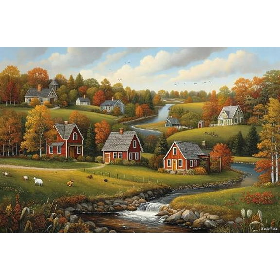300 Pieces Jigsaw Puzzles for Adults Teens Charles Wysocki Gingernut Valley Fun Game Props Educational Toys Difficult Puzzles,Puzzle Accessories,Brain Development Games