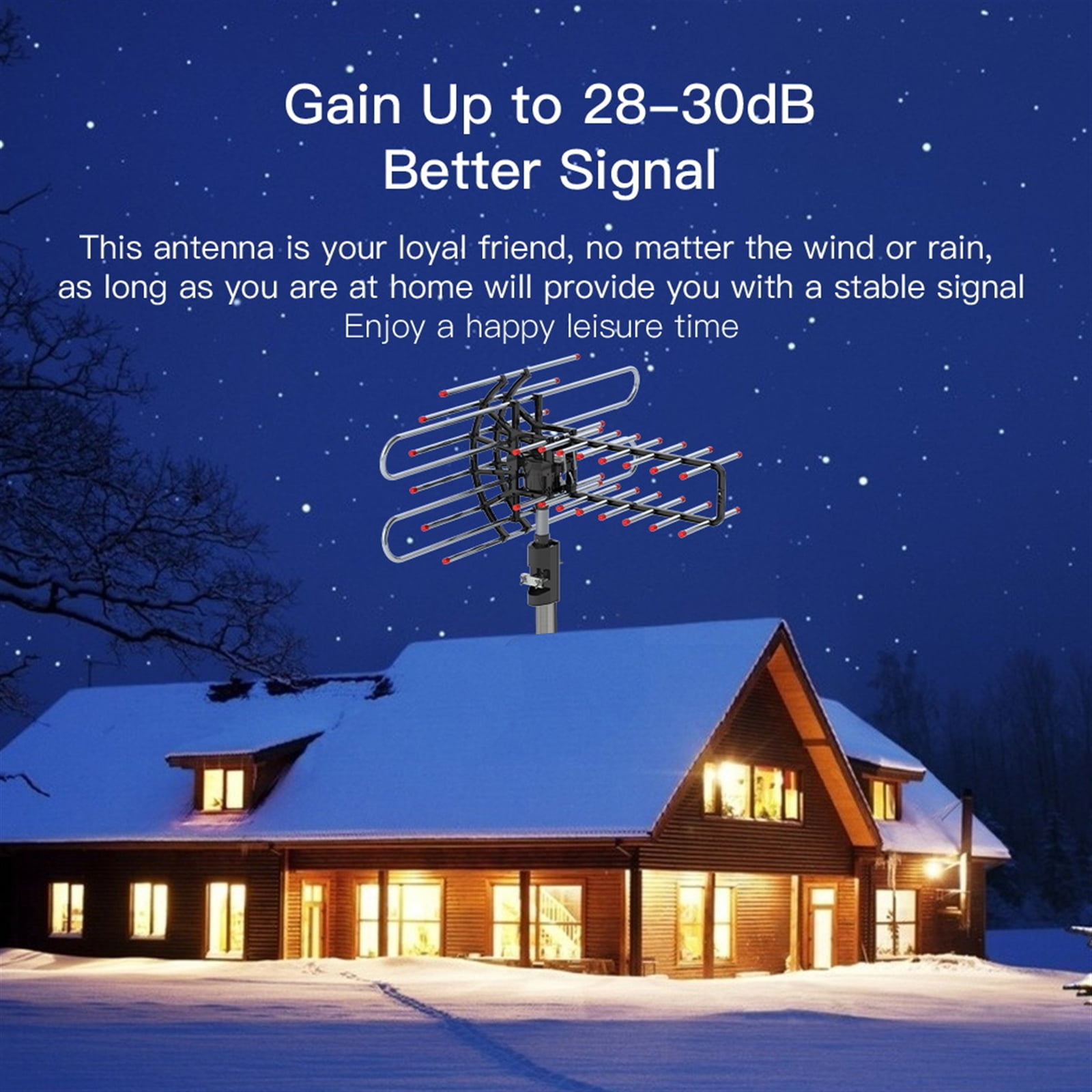 Plus 360°Rotation UV Dual Frequency 45-860MHz 22-38dB 42.65ft cable Outdoor Antenna