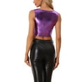 thumbnail image 3 of INSPIRE CHIC Women's Tank Tops Sleeveless Cut Out Clubwear Shiny Metallic Crop Tops S Purple, 3 of 6