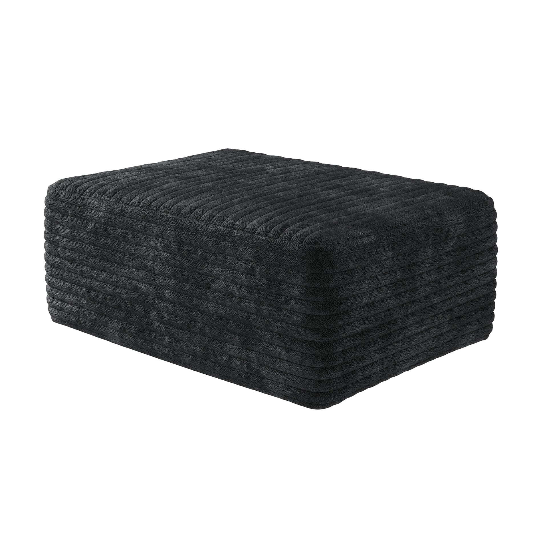 Sailvan Ottoman, Foot Stool Sofa Ottoman for Living Room & Bedroom, No Assembly Required, Plush Corduroy Fabric, Black