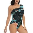 thumbnail image 3 of Goofa Black Panther Floral Illustration Pattern Women's One Piece Swimsuits Tummy Control Bathing Suits Asymmetric One Shoulder Swimwear-X-Large, 3 of 6