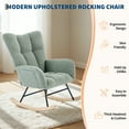 thumbnail image 6 of Upholstered Glider Rocking Chair for Adults, Nursery Nursing Chair with Wood Legs, Side Pockets, Padded Seat & High Backrest, Compact Space-Saving Glider Chair for Living Room, Bedroom, Small Spaces, 6 of 9