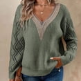 thumbnail image 4 of Suéter de cuello en V de primavera y otoño europeo y americano, suéter informal holgado para mujer, 4 of 5