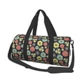 thumbnail image 2 of Xecao Daisies Flowers print Round Travel Duffel Bag is a foldable gym bag with an inner pocket, perfect for travel sports, 2 of 8