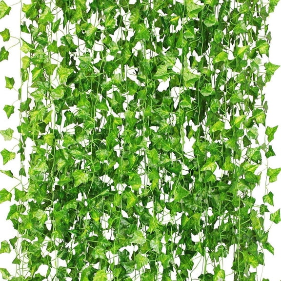 12 Pack 7Ft Artificial Ivy Garland, Fake Vines UV Resistant Greenery Leaves Fake Plants Hanging Aesthetic Vines for Home Bedroom Party Garden Wall Room Decor