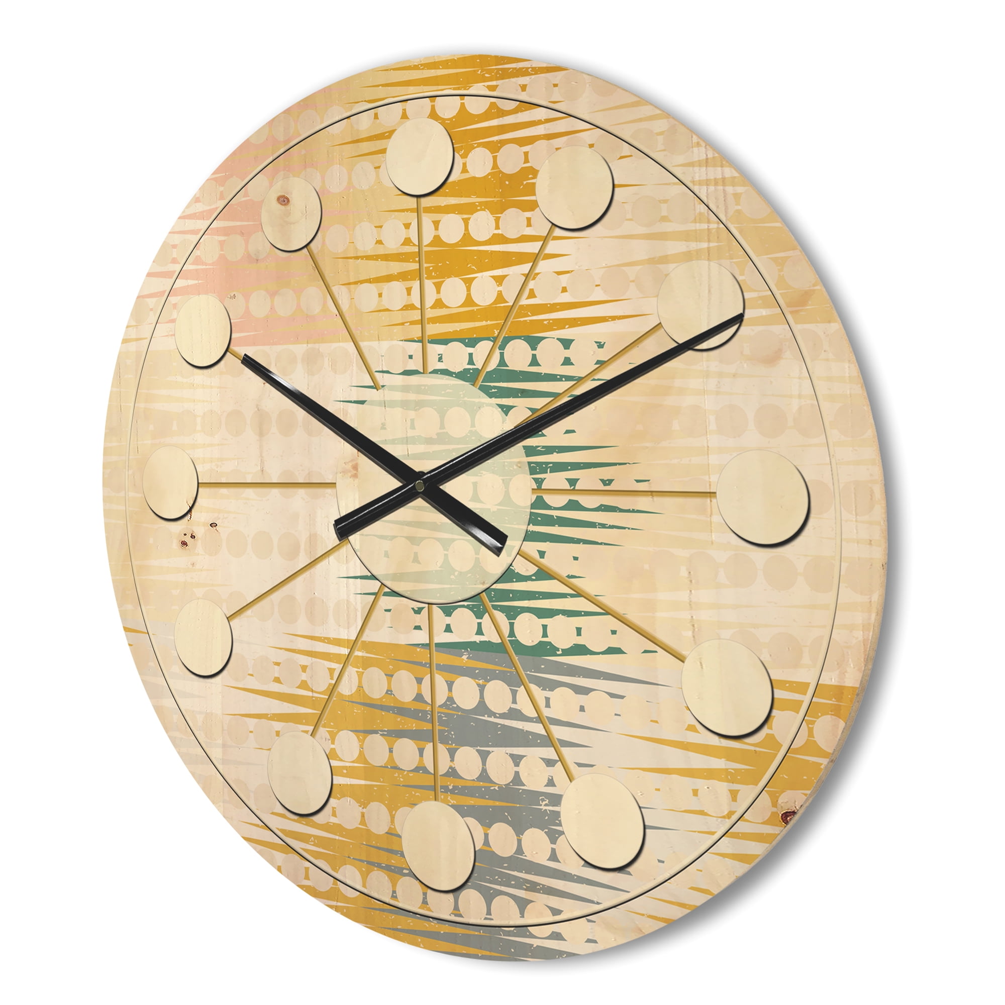 Designart 'Abstract Retro Design VIII' Mid-Century Modern Wood Wall Clock