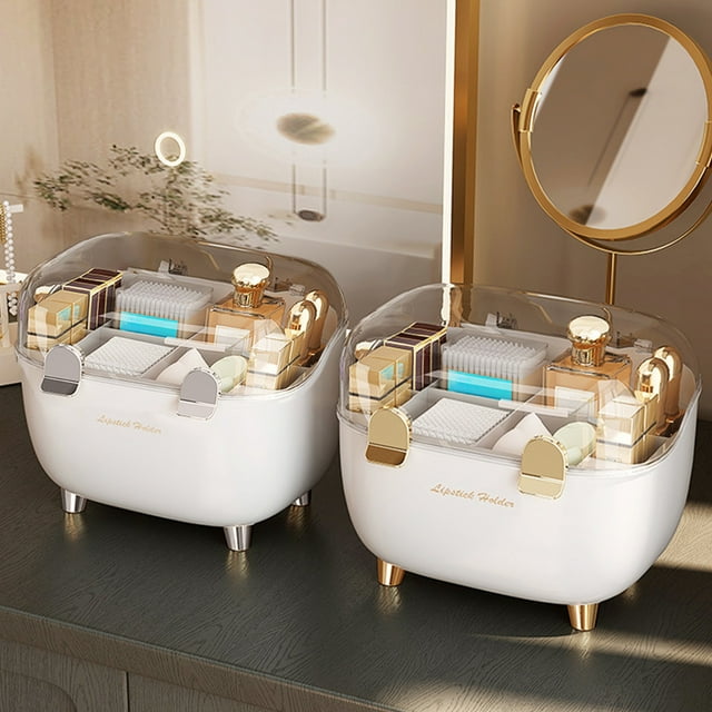 Xihbxyly Caja para Guardar Labiales, Transparente y a Prueba de Polvo, Fácil Acceso con Tapa, Gran Capacidad para Cosméticos, Organizador de Labiales y Perfumes, Decoración de Escritorio para El Hoga