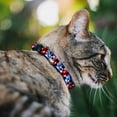 thumbnail image 2 of Buckle-Down Breakaway Cat Collar With Bell, Plastic Clip, Easy Adjustable, Dot Blocks Blue Red Black White, 8.5 to 12 Inches 0.5 Inch Wide, 2 of 4