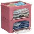 thumbnail image 4 of Sorbus Oxford Fabric Storage Bins: Stackable, Foldable Organizer Bags, with Clear Window (Set of 2), Pink, 4 of 11