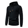thumbnail image 2 of SWSMCLT Men's Waffle Knit Hoodie Hooded Sweatshirt Basic Solid Long Sleeve Slim Fit Hoodies Comfy Casual Drawstring Spring Spring Fall Top Black 40, 2 of 4