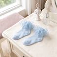 thumbnail image 6 of Abcomgle Ruffle Socks Lace Frilly Ankle Dress Socks For Girls | 1-8 Years Old Princess Growing School Party Outfit Flower Girl Church Socks Light Blue, 6 of 7