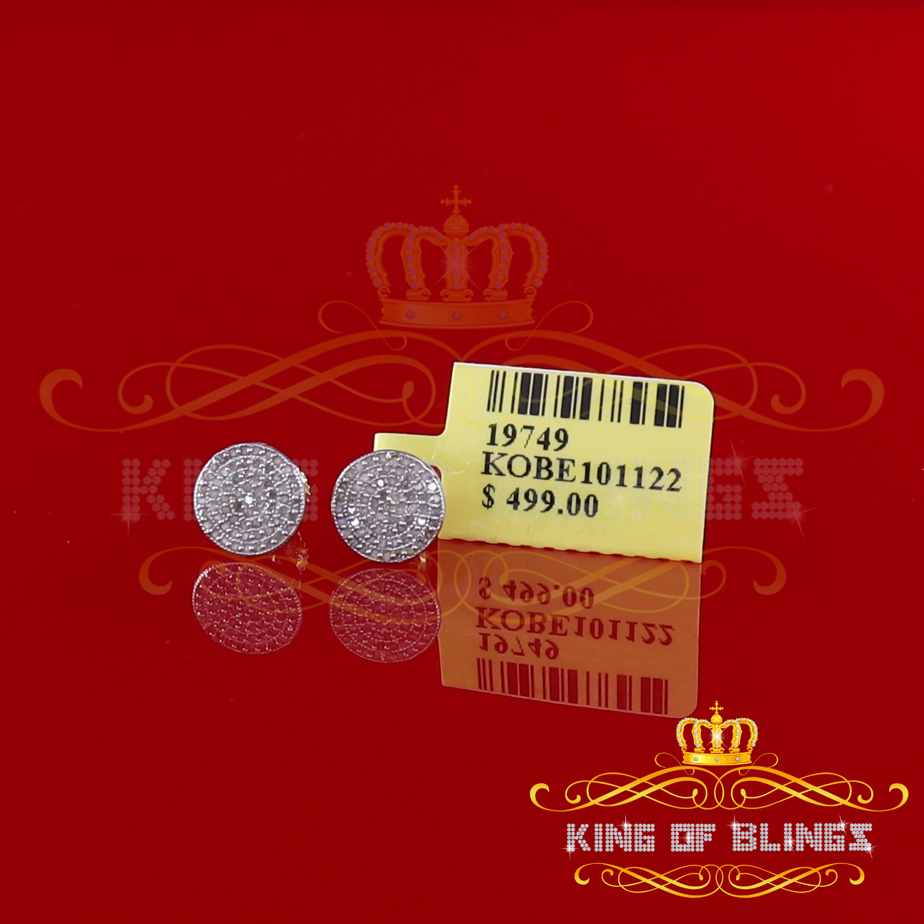 King of Bling's 925 Sterling Silver Yellow 0.25ct Diamond For Men's/Women's Stud Round Earrings