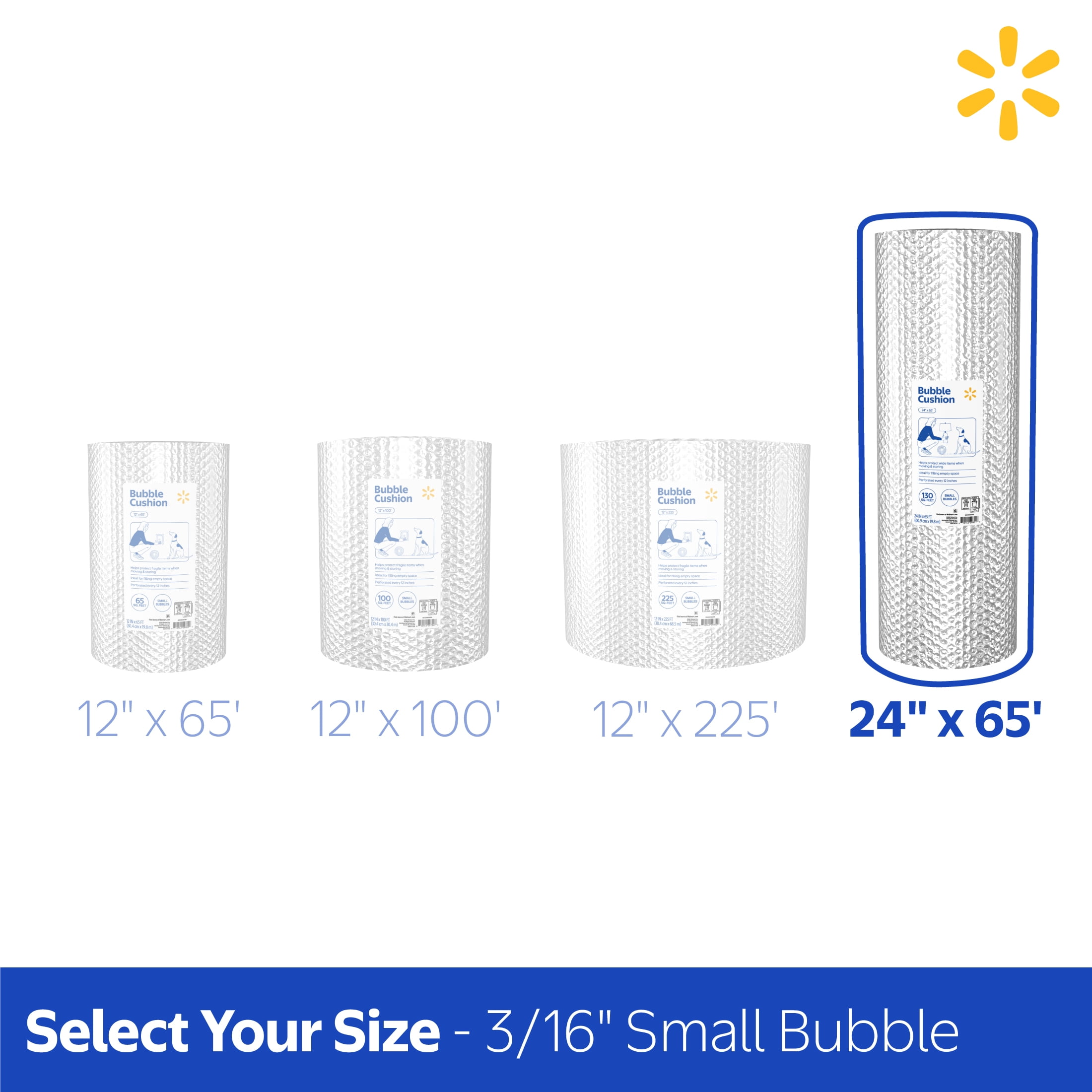 Walmart Bubble Cushion Roll, Clear, 12" x 65'